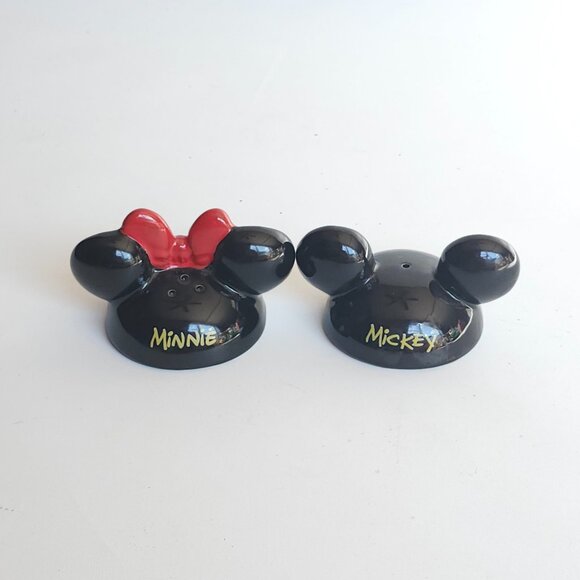 Vintage Disney Minnie & Mickey Mouse Club Salt Pepper Shakers Ear Hat ceramic - Picture 3 of 7